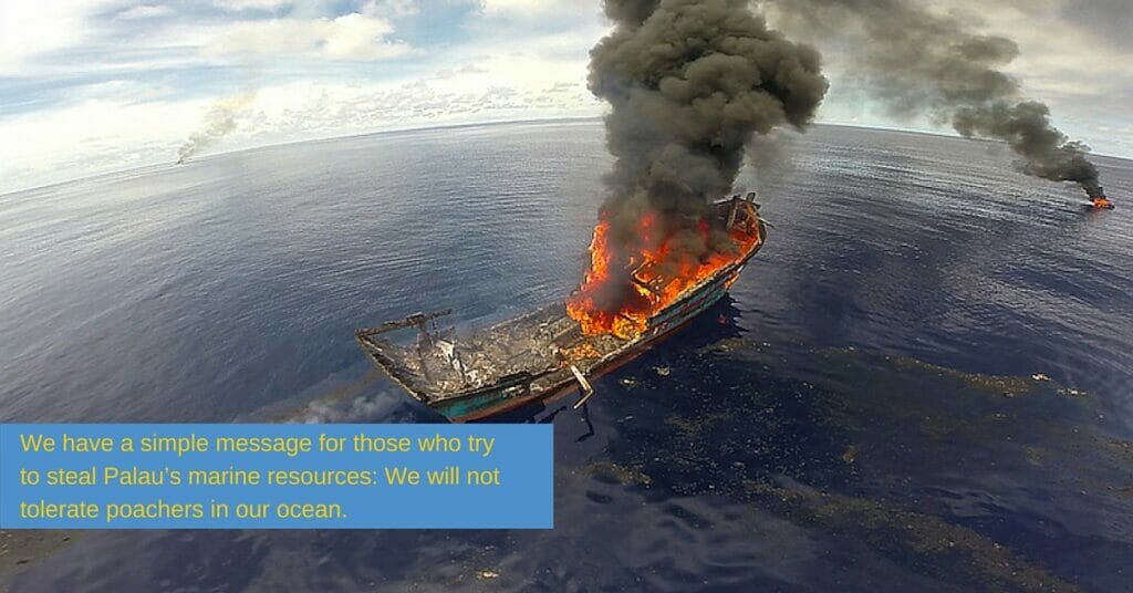 boats burning palau