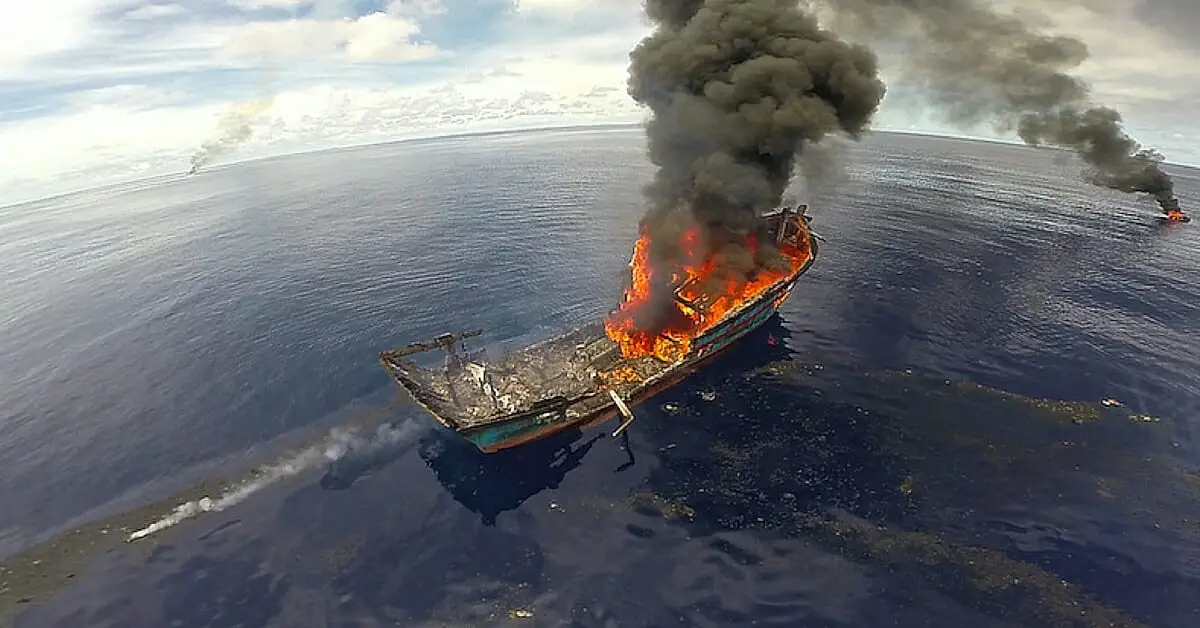 burning boats